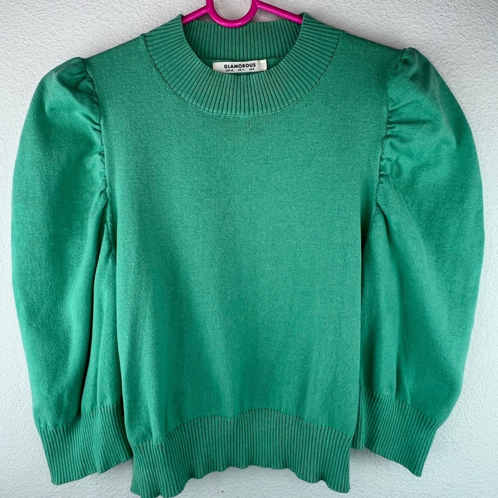 Glamorous Celadon Puff Sleeve Pullover